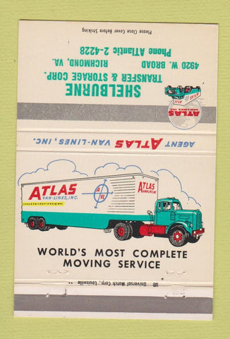 Matchbook Cover - Atlas Trucking Shelburne Richmond VA 40 Strike