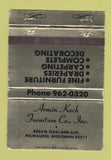 Matchbook Cover - Armin Koch Furniture Milwaukee WI 40 Strike