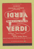 Matchbook Cover - Verdi Restaurant Philadelphia PA 40 Strike