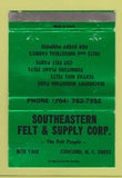 Matchbook Cover - Southeastern Felt & Supply Concord NC 40 Strike
