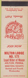 Matchbook Cover - Matchbook Cover Moose Lodge Milton PA