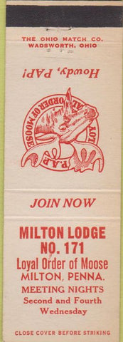 Matchbook Cover - Matchbook Cover Moose Lodge Milton PA