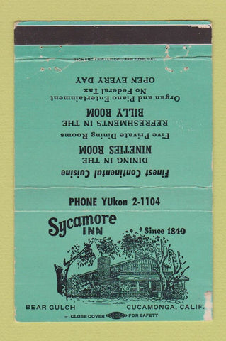 Matchbook Cover - Sycamore Inn Cucamonga CA WORN 40 Strike
