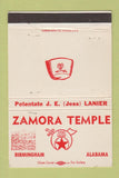 Matchbook Cover - Shriners Temple Birmingham AL Zamora Temple 40 Strike