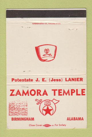 Matchbook Cover - Shriners Temple Birmingham AL Zamora Temple 40 Strike