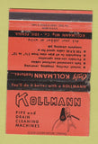 Matchbook Cover - Kollman Pipe Draining Cleaning Erie PA WORN 40 Strike