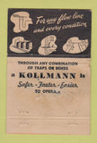 Matchbook Cover - Kollman Pipe Draining Cleaning Erie PA WORN 40 Strike