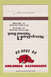 Matchbook Cover - Metro Bank Arkansas Razorbacks 1982 Schedule 40 Strike