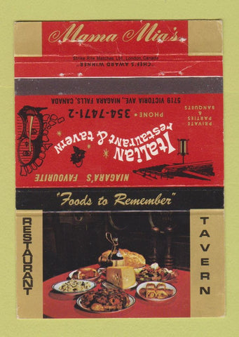 Matchbook Cover - Mama Mia's Italian Restaurant Niagara Falls ON WEAR 40 Strike