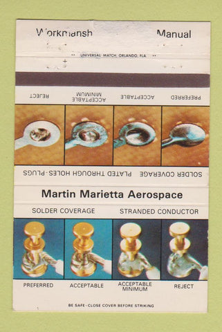 Matchbook Cover - Martin Marietta Aerospace Orlando FL WORN 40 Strike