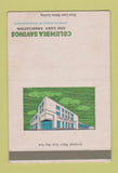 Matchbook Cover - Columbia Savings and LoanS SAMPLE 40 Strike