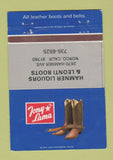 Matchbook Cover - Tony Lama Cowboy Boots Hamner Liquors Norco CA WEAR 40 Strike