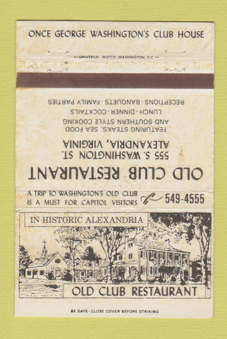Matchbook Cover - Old Club Restaurant Alexandria VA 40 Strike