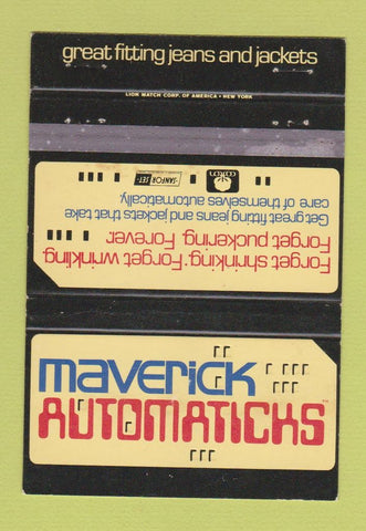 Matchbook Cover - Maverick Automaticks Jeans 40 Strike