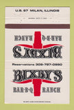 Matchbook Cover - Bixby's BBQ Ranch Milan IL 40 Strike
