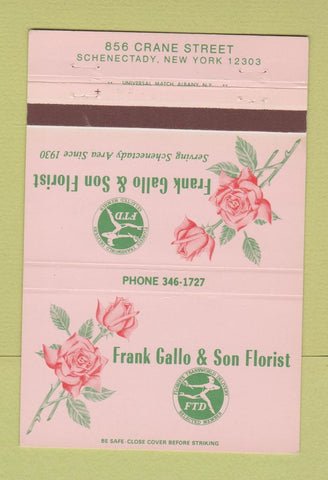 Matchbook Cover - Frank Gallo Flowers Florist Schenectady NY 40 Strike