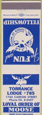 Matchbook Cover - Matchbook Cover Moose Lodge Torrance CA