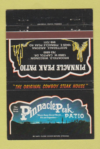 Matchbook Cover - Pinnacle Peak Patio Scottsdale AZ Brookfield WI 40 Strike