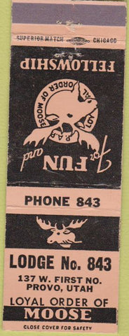 Matchbook Cover - Matchbook Cover Moose Lodge Provo UT