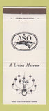 Matchbook Cover - Old Sturbridge Village MA Chandelier 30 Strike