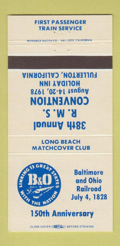 Matchbook Cover - B&O Railroad RMS Convention 1978 30 Strike