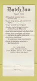 Matchbook Cover - Dutch Inn Walt Disney World Lake Buena Vista FL 30 Strike