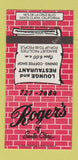 Matchbook Cover - Roger's Restaurant Santa Clara CA 30 Strike