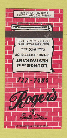Matchbook Cover - Roger's Restaurant Santa Clara CA 30 Strike