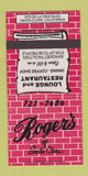 Matchbook Cover - Roger's Restaurant Santa Clara CA 30 Strike