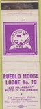 Matchbook Cover - Matchbook Cover Moose Lodge Pueblo CO WEAR