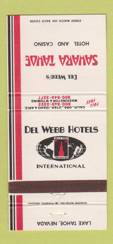 Matchbook Cover - Del Webb's Sahara Tahoe Casino Lake Tahoe CA 30 Strike