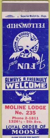 Matchbook Cover - Matchbook Cover Moose Lodge Moline IL