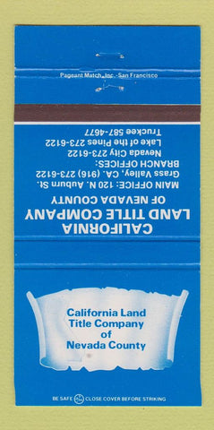 Matchbook Cover - California Land Title Grass Valley CA 30 Strike