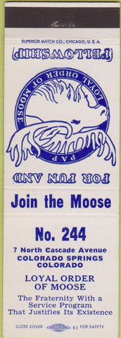 Matchbook Cover - Matchbook Cover Moose Lodge Colorado Springs CO