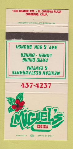 Matchbook Cover - Miguel's Cocina Coronado CA 30 Strike