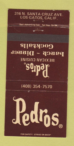 Matchbook Cover - Pedro's Mexican Restaurant Los Gatos CA 30 Strike