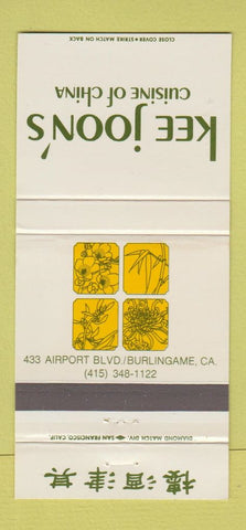 Matchbook Cover - Kee Joon's Chinese Restaurant Burlingame CA 30 Strike