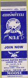 Matchbook Cover - Matchbook Cover Moose Lodge Cedar Rapids IA