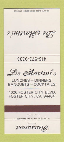 Matchbook Cover - De Martini's Restaurant Foster City LA 30 Strike