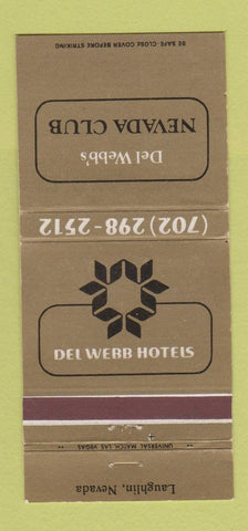 Matchbook Cover - Del Webb's Nevada Club Laughlin NV casino GOLD 30 Strike