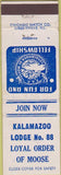 Matchbook Cover - Matchbook Cover Moose Lodge Kalamazoo MI