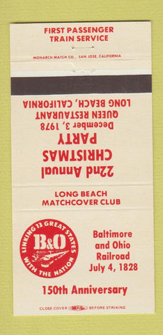 Matchbook Cover - B&O Railroad RMS Convention 1978 30 Strike