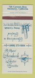 Matchbook Cover - Steinbeck Lobster Grotto Monterey CA 30 Strike