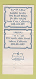 Matchbook Cover - Steinbeck Lobster Grotto Monterey CA 30 Strike