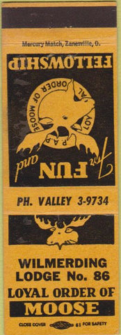 Matchbook Cover - Matchbook Cover Moose Lodge Wilmerding East McKeesport PA