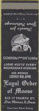 Matchbook Cover - Matchbook Cover Moose Lodge Des Moines IA