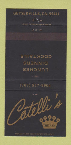 Matchbook Cover - Catelli's Restaurant Geyserville CA 30 Strike