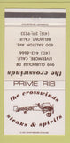 Matchbook Cover - Crosswinds Steak Spirits Livermore Belmont CA 30 Strike