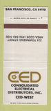 Matchbook Cover Consolidated Electrical Distributors San Francisco CA 30 Strike