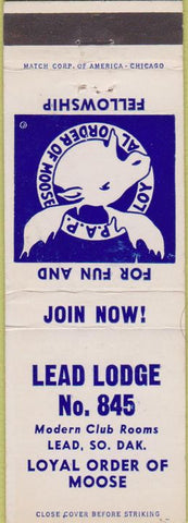 Matchbook Cover - Matchbook Cover Moose Lodge Lead SD